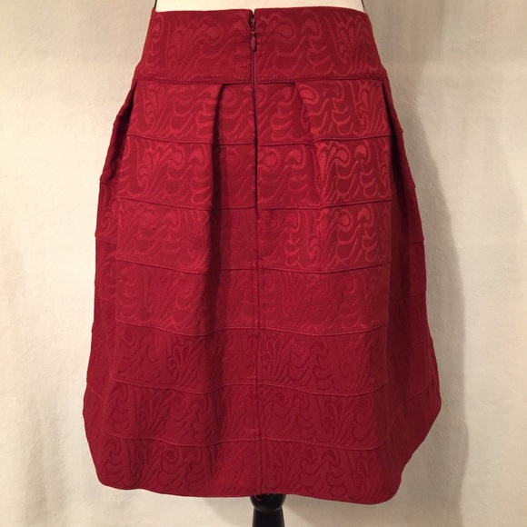 NWT Maeve Anthropologie red scholastic structured banded pleated full skirt - Picture 5 of 12